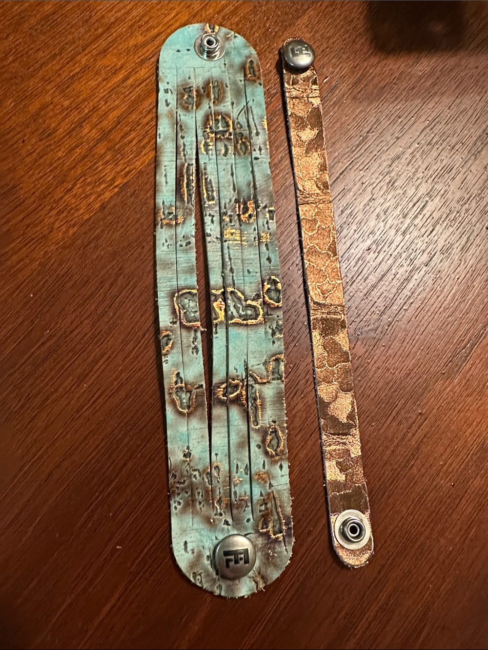 Pair of Leather Western Wrap Bracelets